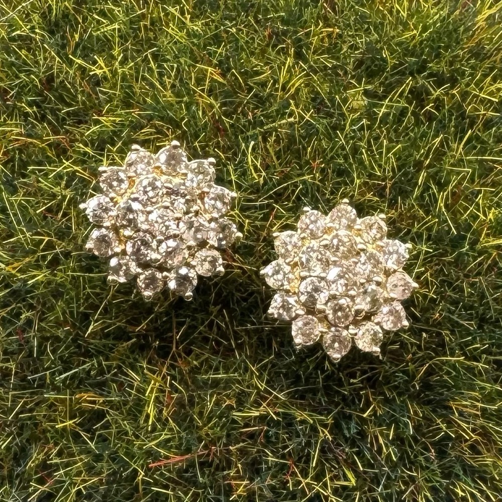 Champagne Diamond Cluster Studs